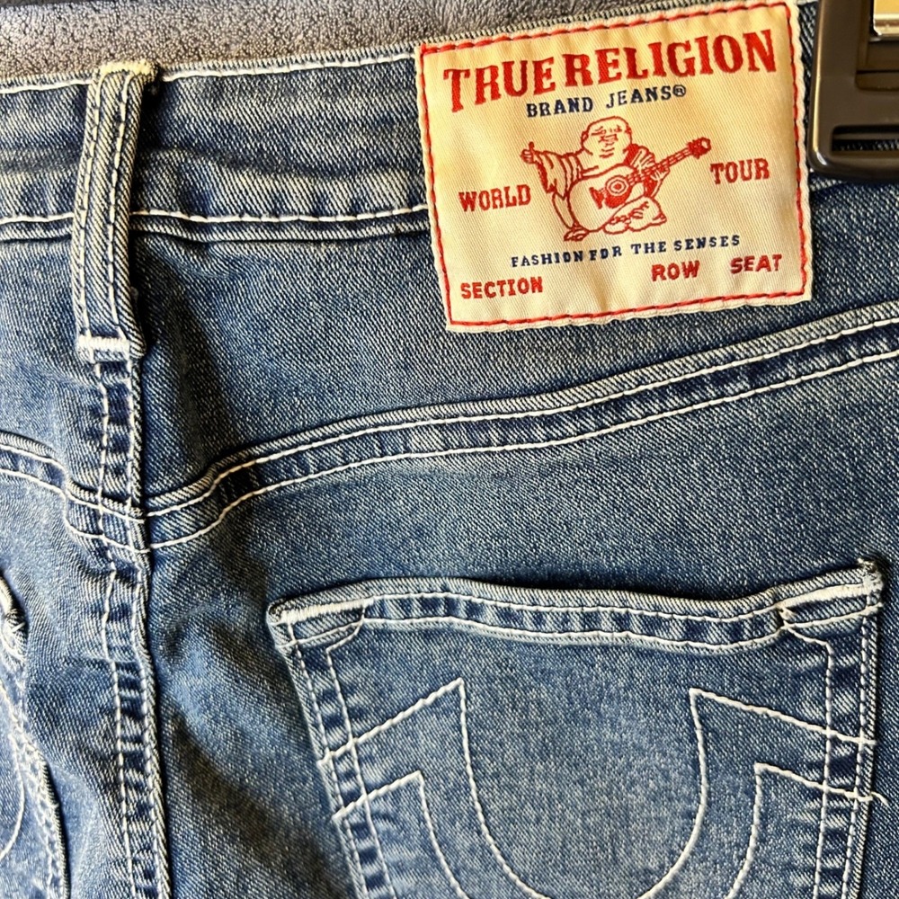True Religion Womens Size 26 Becca Mid Rise Bootcut Jeans Blue Horseshoe Stitch